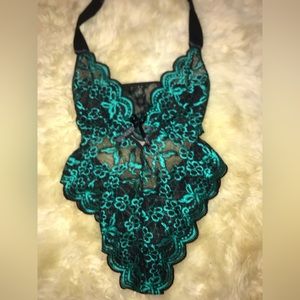 Green lace bodysuit